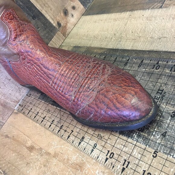 J Chisholm Vintage Western Brown Cowboy Boots Mens 9.5 D - Picture 5 of 12